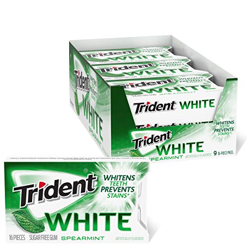 Trident White Spearmint Sugar Free Gum, 9 Pack Of 16 Pieces 144