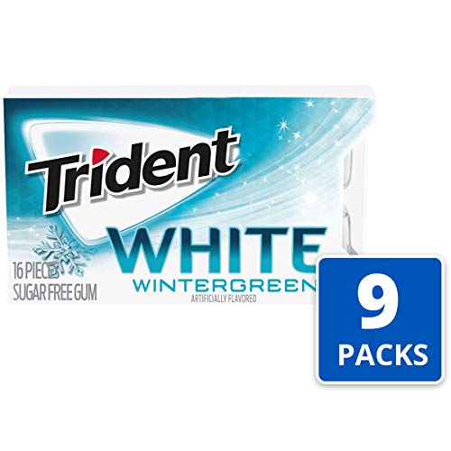 Trident White Wintergreen Sugar Free Gum, 9 Packs of 16 Pieces ...