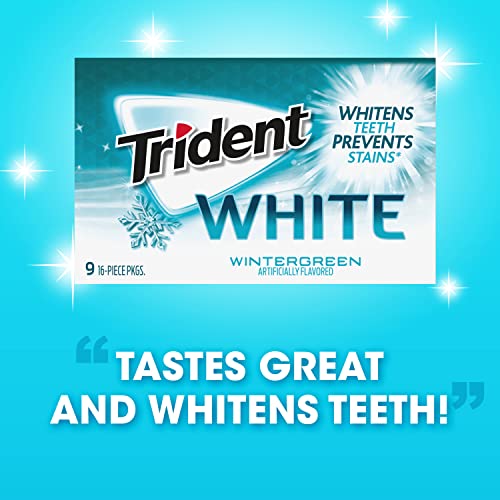 Trident White Wintergreen Sugar Free Gum, 9 Packs of 16 Pieces ...