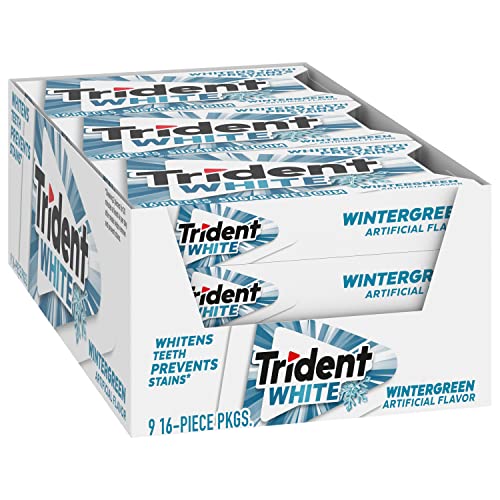 Trident White Wintergreen Sugar Free Gum, 9 Packs of 16 Pieces ...
