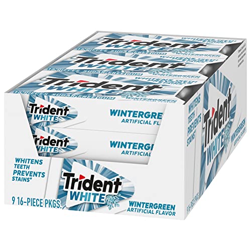 Trident White Wintergreen Sugar Free Gum, 9 Packs of 16 Pieces ...