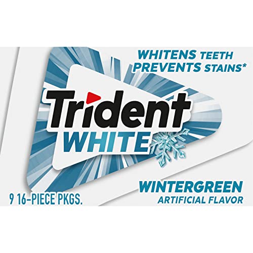 Trident White Wintergreen Sugar Free Gum, 9 Packs of 16 Pieces ...