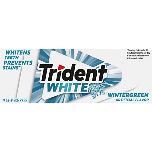 Trident White Wintergreen Sugar Free Gum, 9 Packs of 16 Pieces ...