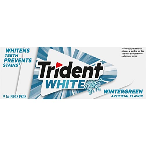 Trident White Wintergreen Sugar Free Gum, 9 Packs of 16 Pieces ...