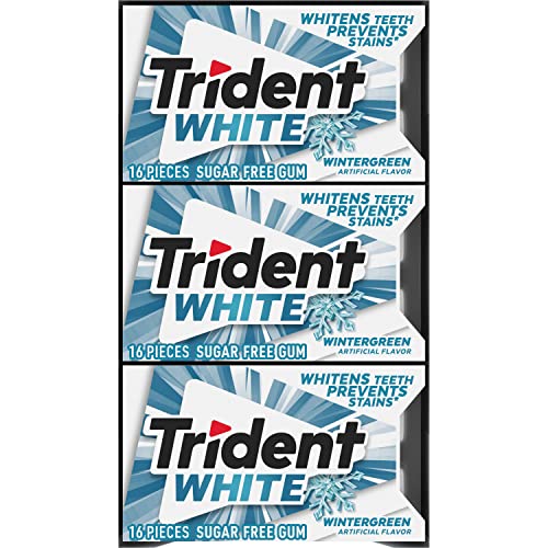 Trident White Wintergreen Sugar Free Gum, 9 Packs of 16 Pieces ...