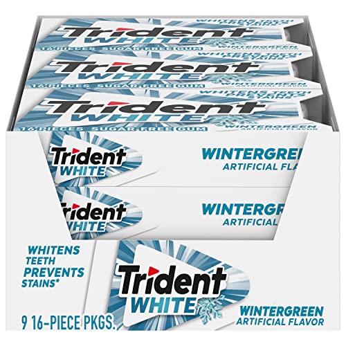 Trident White Wintergreen Sugar Free Gum, 9 Packs of 16 Pieces ...