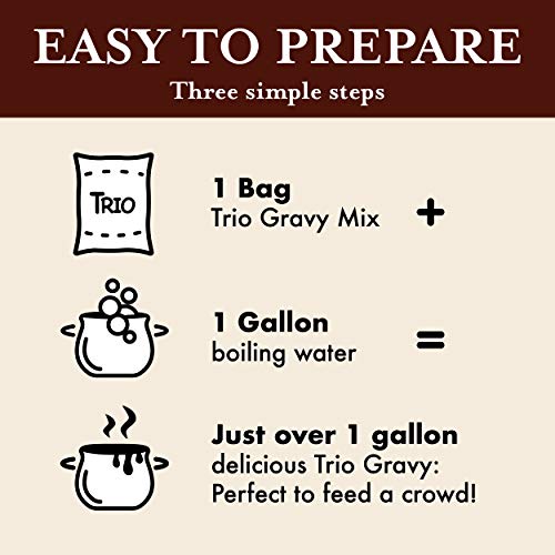 Trio Brown Gravy Mix, Low Sodium, Just Add Water, 16 Oz Bag