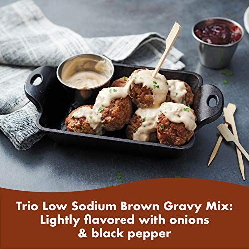Trio Brown Gravy Mix, Low Sodium, Just Add Water, 16 Oz Bag