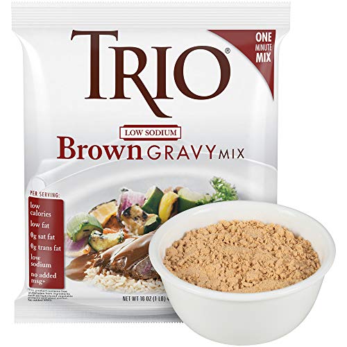 Trio Brown Gravy Mix, Low Sodium, Just Add Water, 16 Oz Bag
