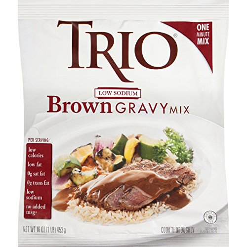 Trio Brown Gravy Mix, Low Sodium, Just Add Water, 16 Oz Bag