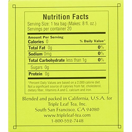 Triple Leaf Tea, Decaf Green Tea With Ginseng, 20 Tea Bags Pack