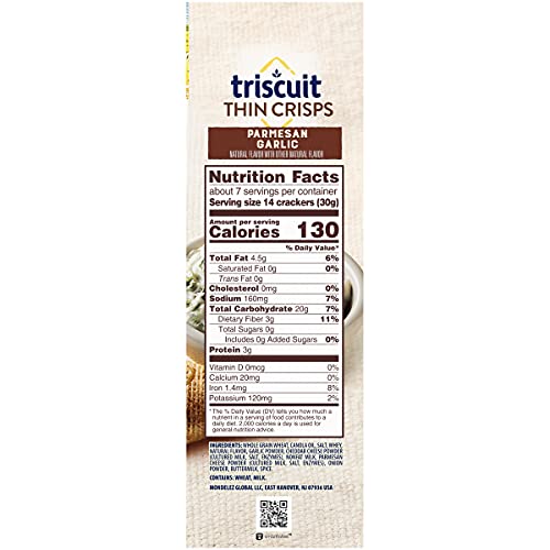 Triscuit Thin Crisps Crackers, Parmesan Garlic Flavor, 1 Box 7.