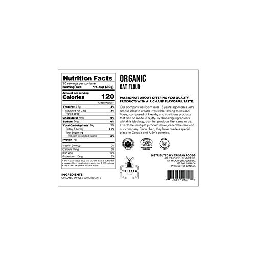 Tristan Foods Organic Oat Flour 2 Lbs. Pure And Vegan Friendly