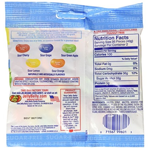 Jelly Belly Jelly Beans 2.8Oz Sugar Free Sours