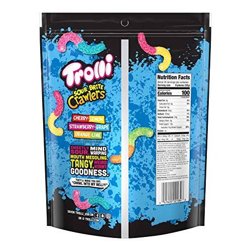 Trolli Sour Brite Crawlers Gummy Worms, Sour Gummy Worms, 28.8 O