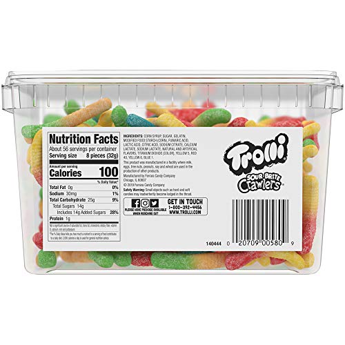 Trolli Sour Brite Crawlers Gummy Worms, 3.96 Pound Tub Sour Gumm