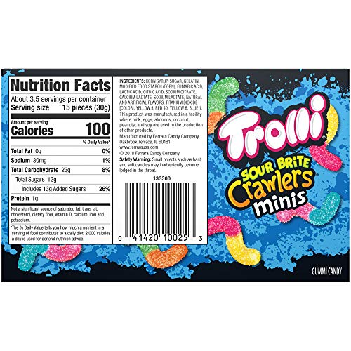 Trolli Sour Brite Crawlers Gummy Worms, Theater Box, 3.5 Ounce,