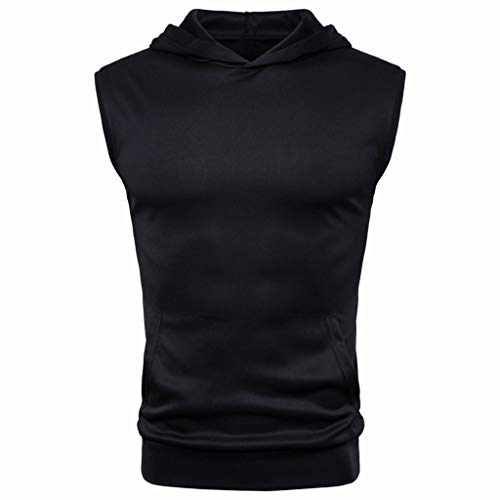 Mens Summer Vest,Tronet Mens Summer Casual Solid Hooded Sleevel