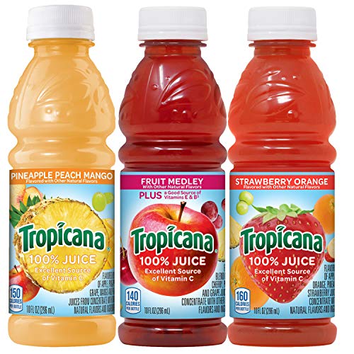 Tropicana 100% Juice 3-Flavor Fruit Blend Variety Pack, 10 Fl Oz...