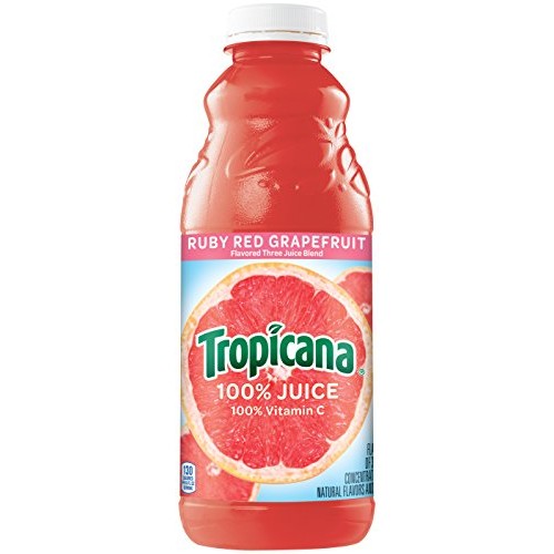 Tropicana Ruby Red Grapefruit Juice, 32 Oz Bottles, 12 Count