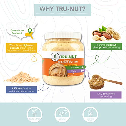 Tru-Nut Powdered Peanut Butter 71 Servings, 30 Oz Jar Good Sou