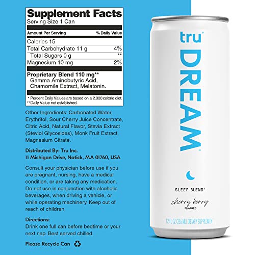 Tru Dream Sparkling Water, Calm Blend Drinks with Liquid Melaton...