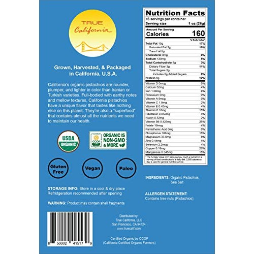 True California Organic Dry Roasted &Amp; Lightly Sea Salted Pistach