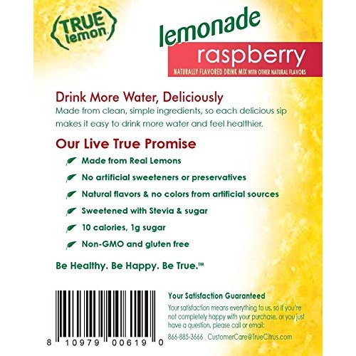 True Lemon Raspberry Lemonade Drink Mix 30 Packets Made From R