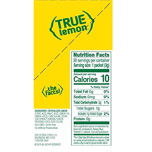 True Lemon Raspberry Lemonade Drink Mix 30 Packets Made From R