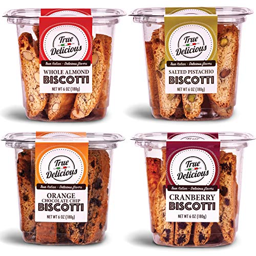 True Delicious BISCOTTI, 4 Boxes of Different Flavors Whole Alm...