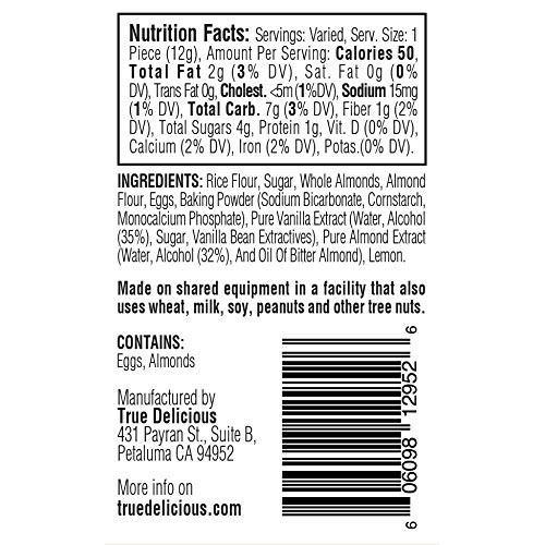 True Delicious Gluten Free Dairy Free Almond Biscotti, Italian F
