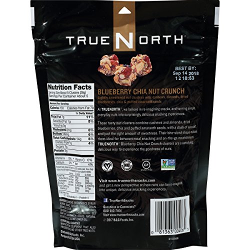 Truenorth Nut Clusters, Blueberry Chia Nut Crunch, 5 Ounce Pack
