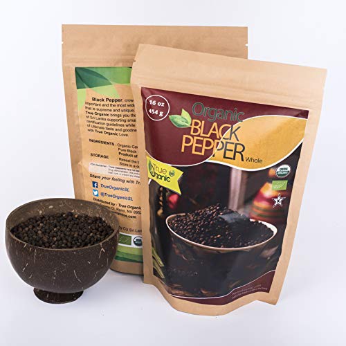 True Organic Ceylon Black Peppercorns Whole 16 Oz - Usda &Amp; Koshe