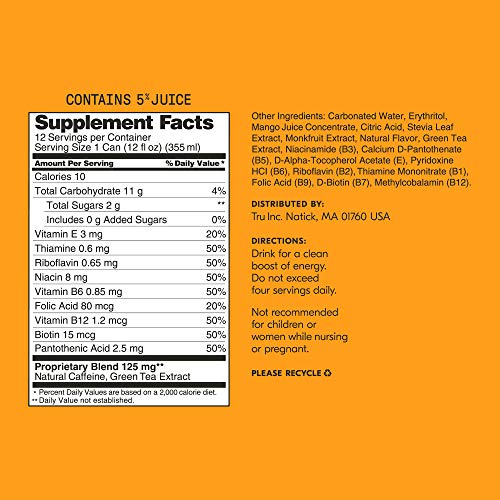 Tru Energy Seltzers | Natural Energy Drink | Wake Up Blend | 12O