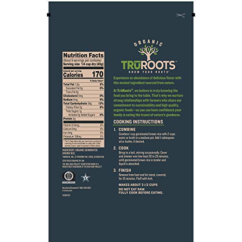Truroots Organic Germinated Brown Rice, 14 Ounces, Certified Usd