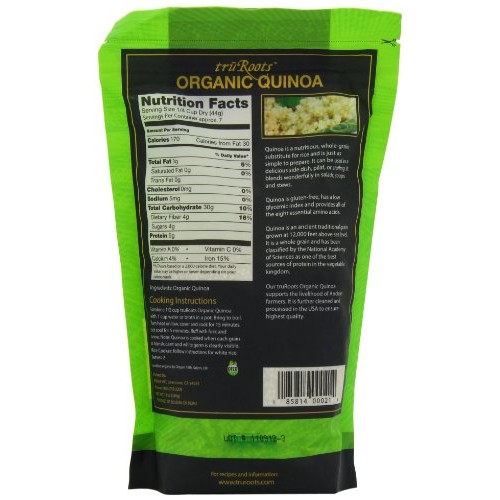 Truroots Organic Quinoa, 12-Ounce Pouches Pack Of 6