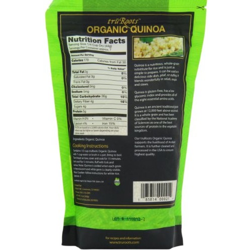 Truroots Organic Quinoa, 12-Ounce Pouches Pack Of 6