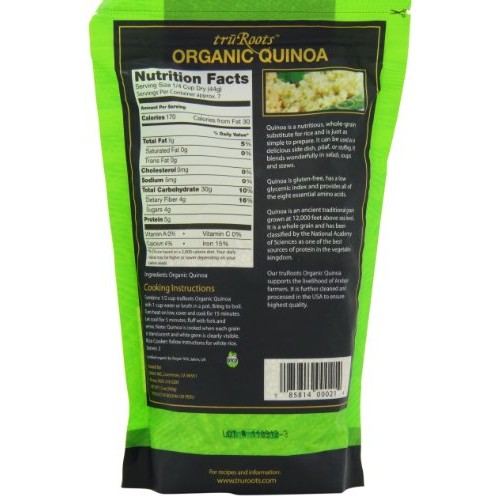 Truroots Organic Quinoa, 12-Ounce Pouches Pack Of 6