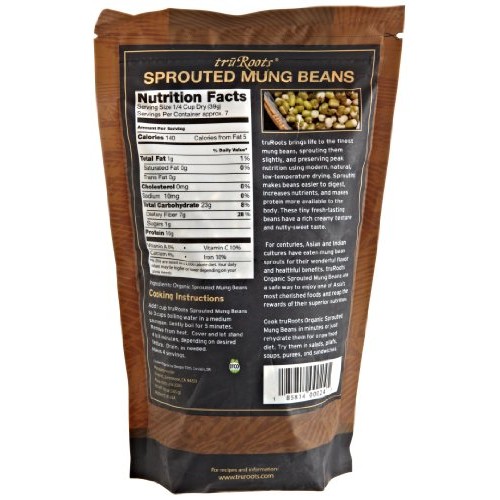 Truroots Organic Sprouted Mung Beans, 10-Ounce Pouches Pack Of 6