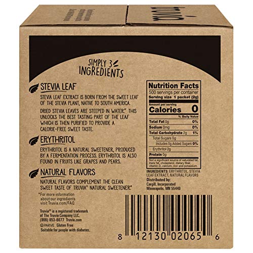 Truvia Natural Stevia Sweetener Packets, 35.25 Ounce, 500 Count
