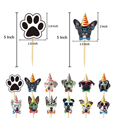 24Pcs Dog Cupcake Toppers, Dogs Face Cake Toppers, Puppy Pet The