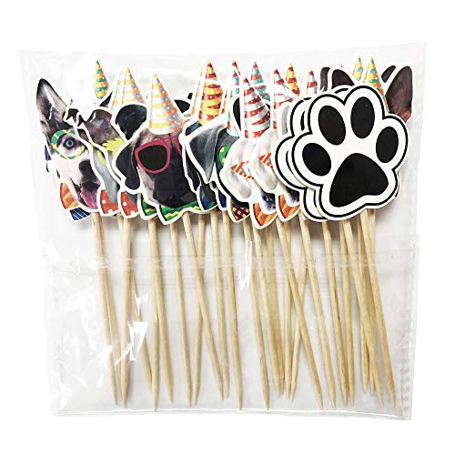 24Pcs Dog Cupcake Toppers, Dogs Face Cake Toppers, Puppy Pet The
