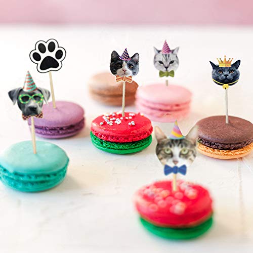 24Pcs Dog Cupcake Toppers, Dogs Face Cake Toppers, Puppy Pet The