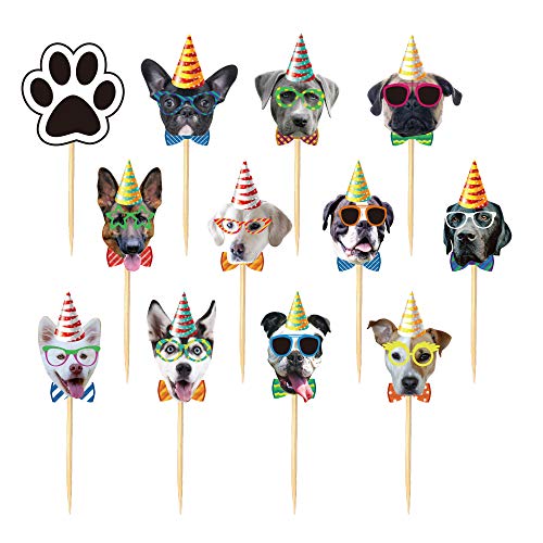 24Pcs Dog Cupcake Toppers, Dogs Face Cake Toppers, Puppy Pet The