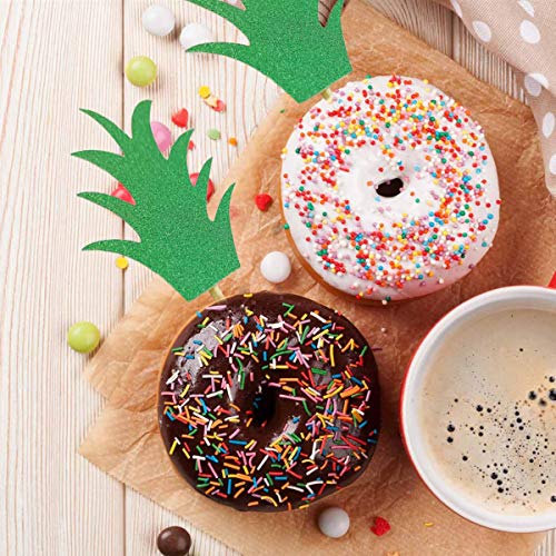 24Pcs Pineapple Cupcake Toppers Glitter Green Pineapple Donut Pi