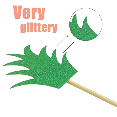 24Pcs Pineapple Cupcake Toppers Glitter Green Pineapple Donut Pi