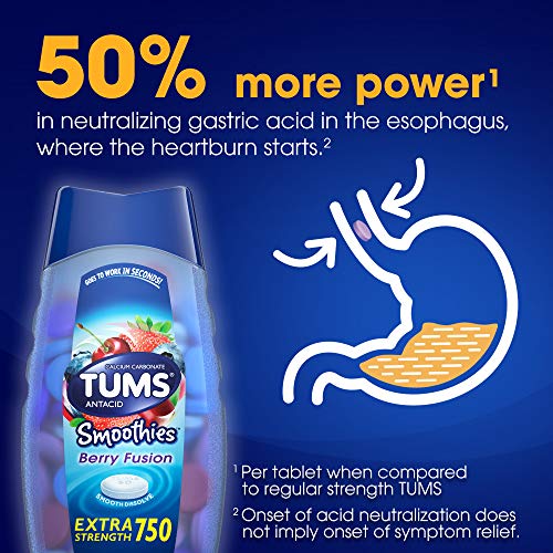 Tums Smoothies Berry Fusion Extra Strength Antacid Chewable Tabl