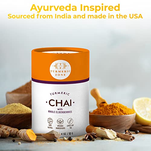 Turmeric Zone Organic Turmeric Chai Tea with Elderberries - Made...
