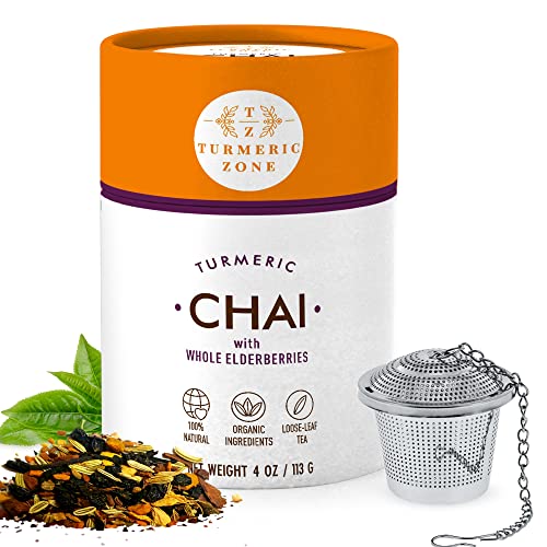 Turmeric Zone Organic Turmeric Chai Tea with Elderberries - Made...