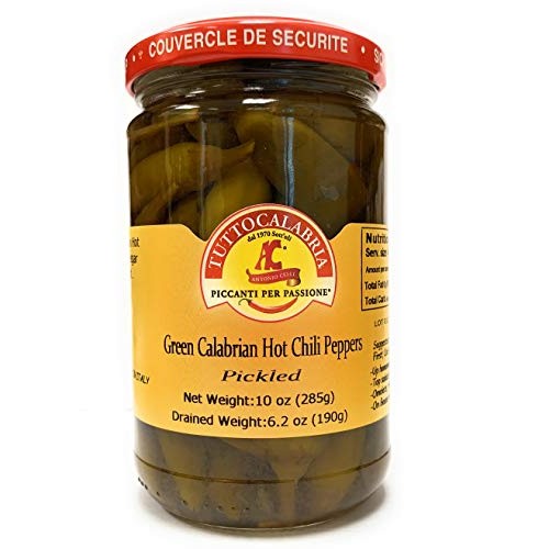 Pickled Green Hot Calabrian Chili Peppers 10 Oz By Tuttocalabria
